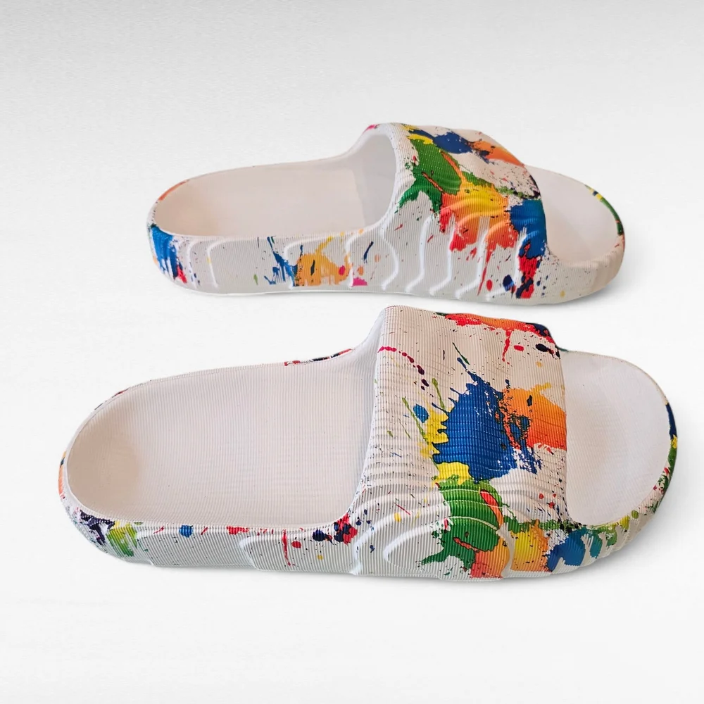 Colorful Paint Splatter Slides Size EU 41/42